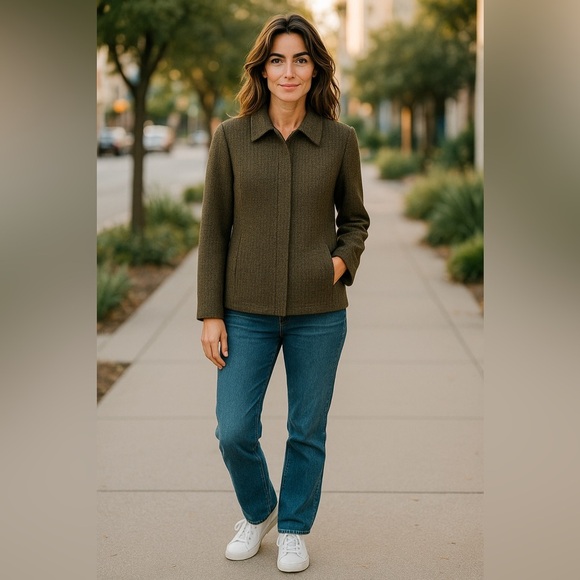 Vintage Jackets & Blazers - Vintage Barry Bricken Brown Plaid Wool Blazer 16 Plus Button Up Classic Preppy